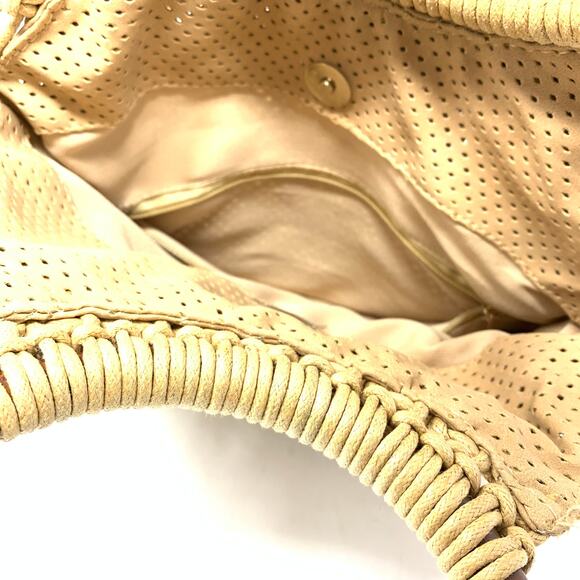 Urban Expressions Macrame Net Top Handle Bag Faux Leather Interior Beige - Picture 4 of 7